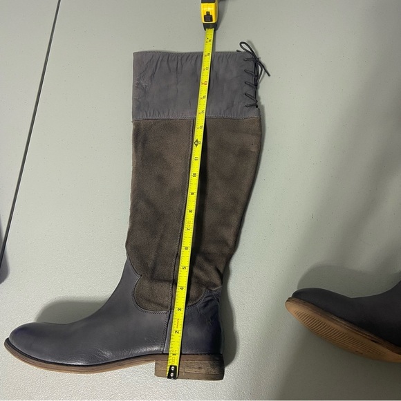Roan Natty Burnished Riding Boots Leather Women 8.5 Gray/Brown Tall Lace Calf - Picture 12 of 12